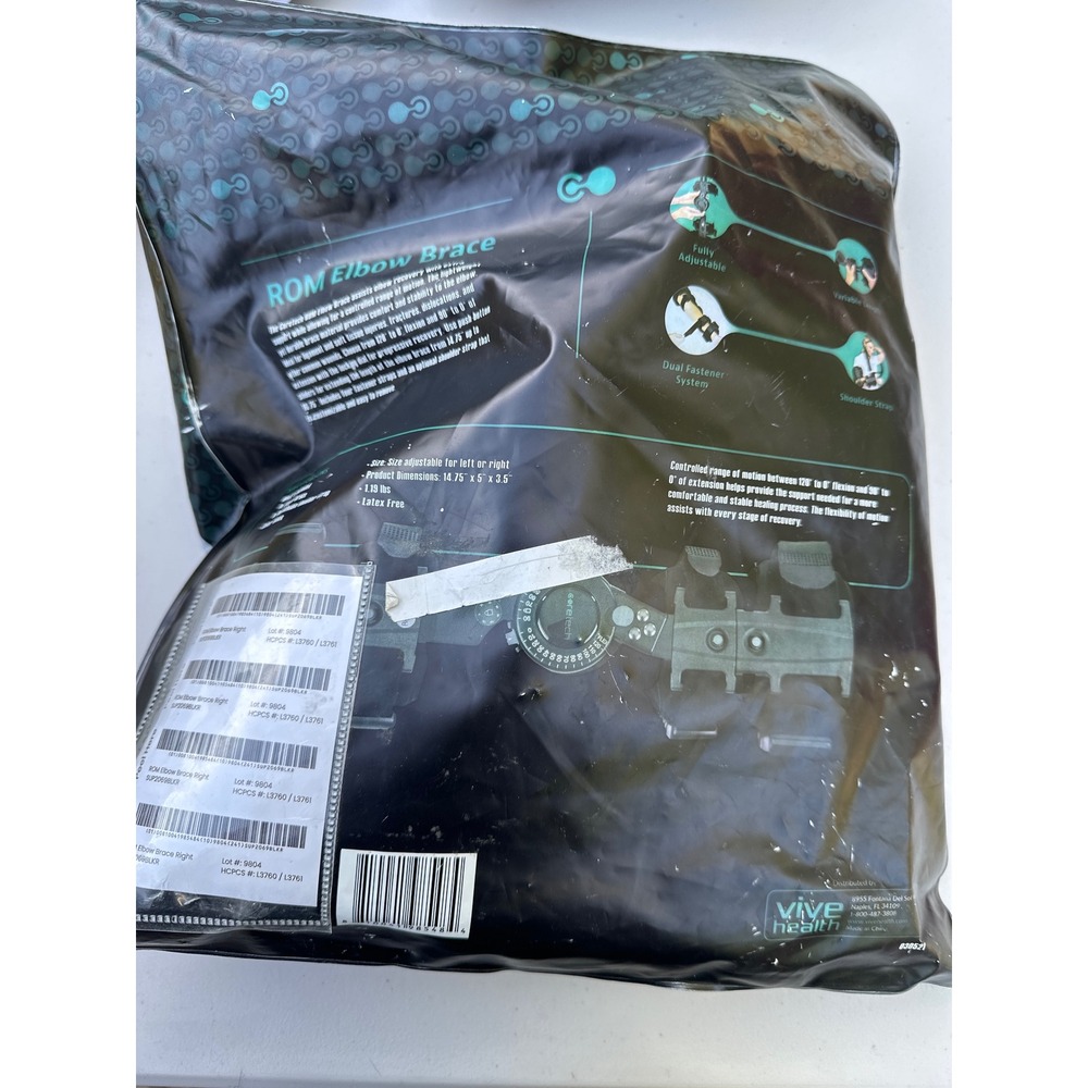 Coretech ROM Elbow Brace Right Arm Vive Health SUP2069BLKR Post Op Recovery Blk - Picture 2 of 8